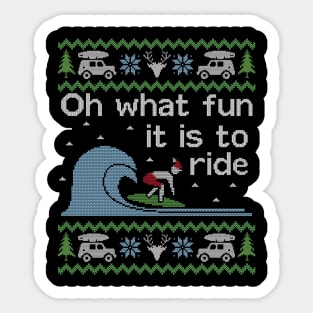 Ugly Christmas Sweater Fun to Ride Wave Surfing Sticker